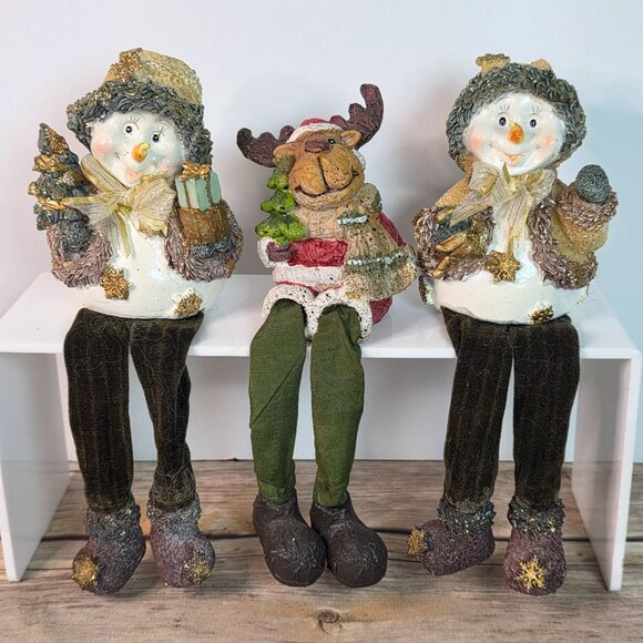 Innovage Other - Innovage Holiday Shelf Sitting Snowman & Reindeer Decorations